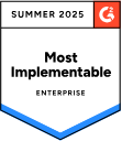 G2 Most Implementable Enterprise Summer 2025